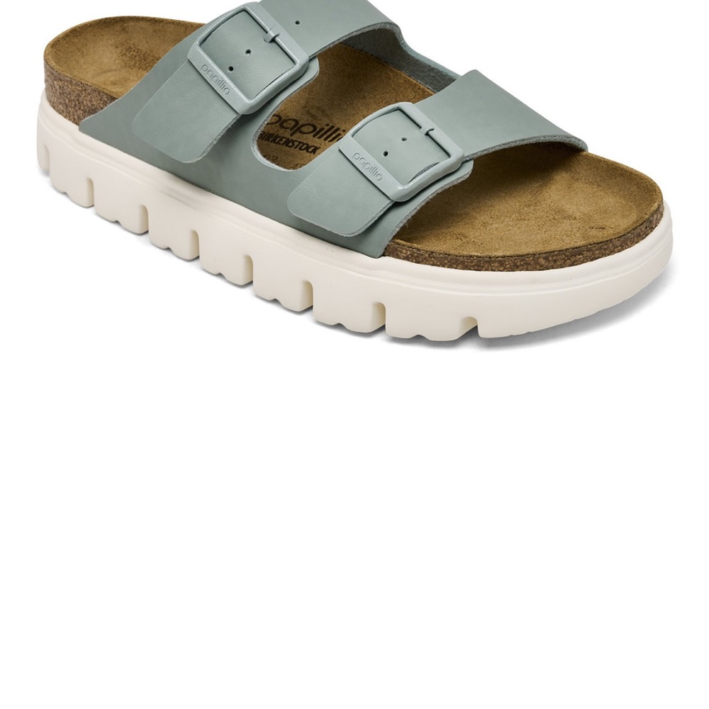 Papillio Sage Green Sandals with White Sole